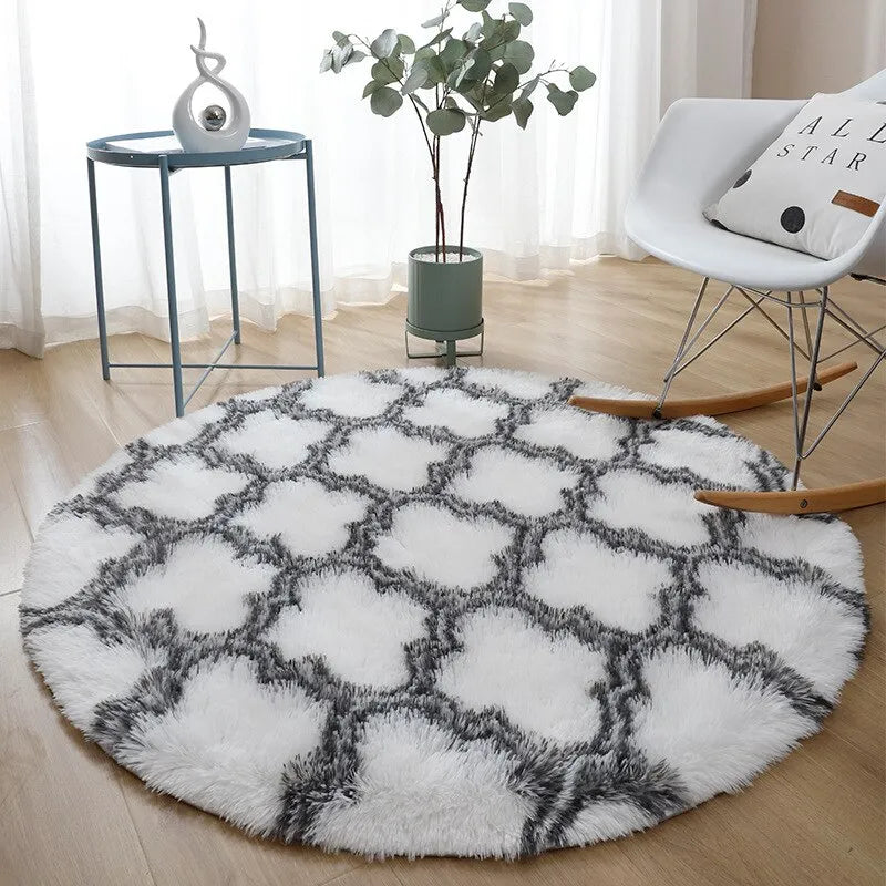 Tapis Rond Shaggy avec Motif