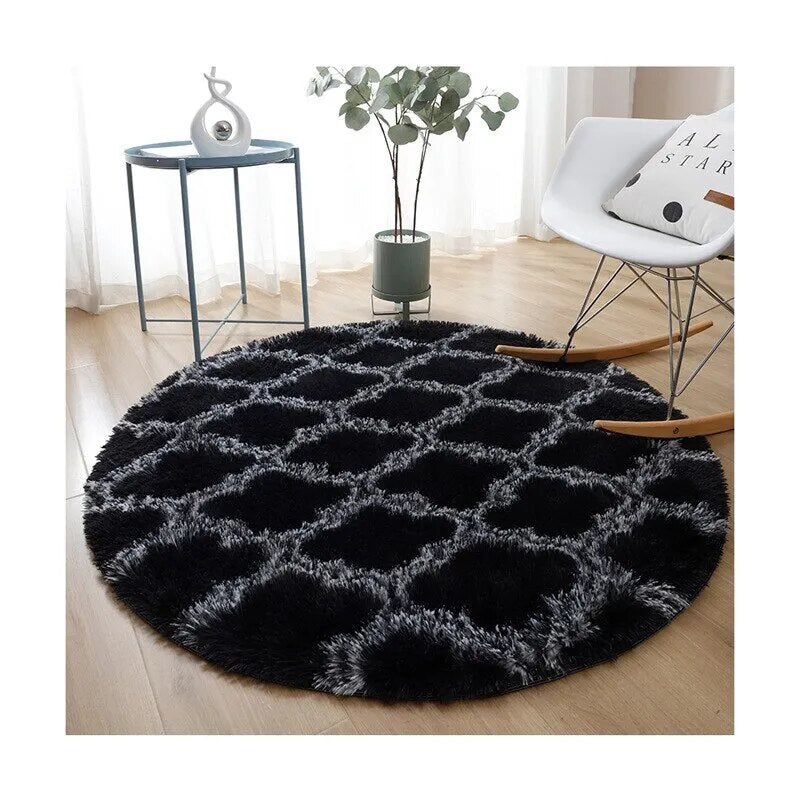 Tapis Rond Shaggy Moelleux avec Motif