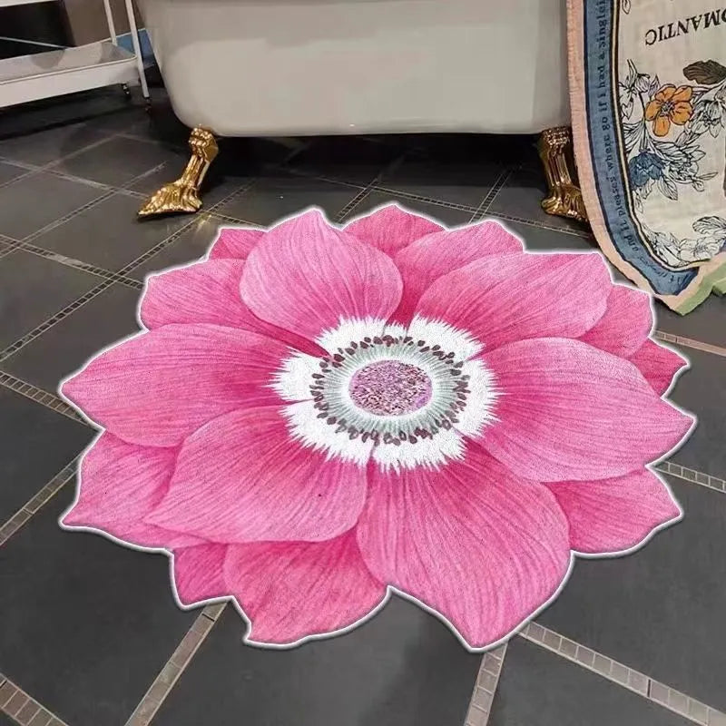 Tapis de Sol en Forme de Fleur Antidérapant