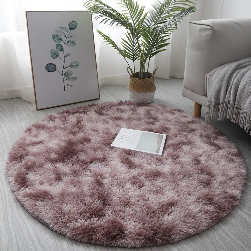 Tapis Shaggy Rond à Poil Long Classique