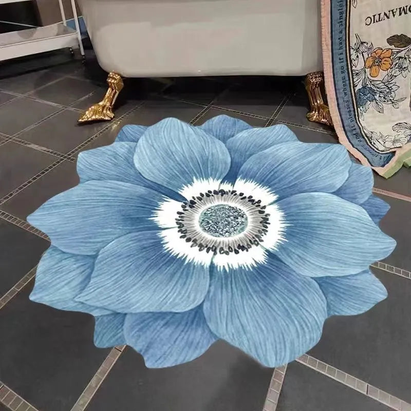 Tapis de Sol en Forme de Fleur Antidérapant